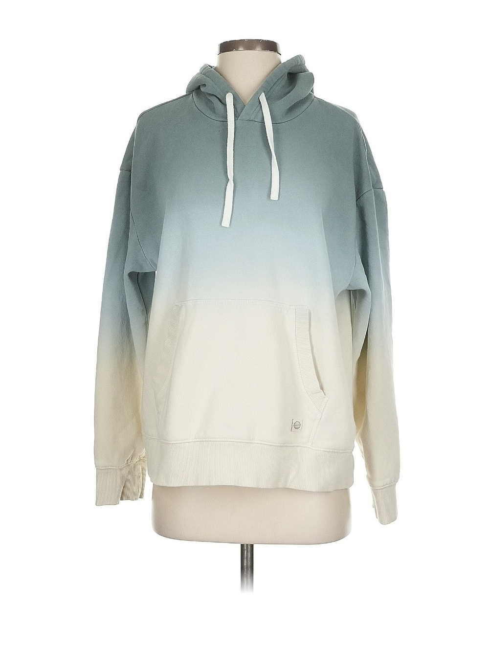 Marine Layer Men's Ombre Hooded Sweatshirt in Seafoam and Cream